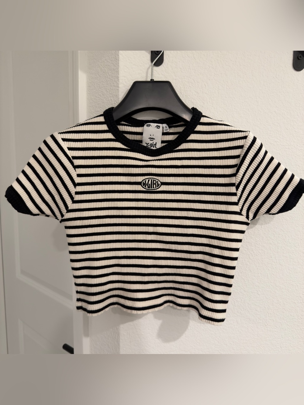Black & White Striped Ribbed Crop Top